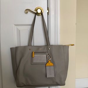 henri bendel Pebbled Gray Leather Tote